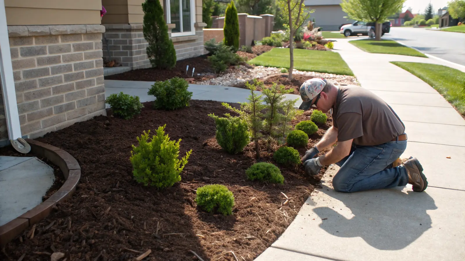 Landscaping pro at work on a home project