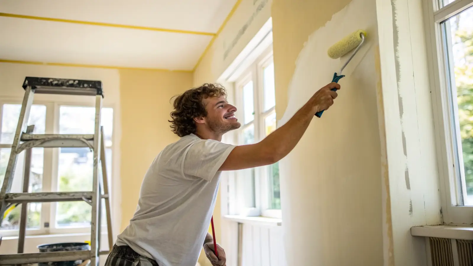 Painting pro at work on a home project