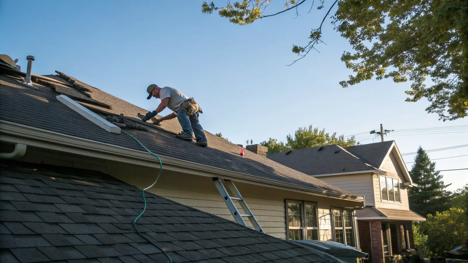 Roofing pro at work on a home project